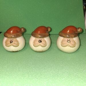 Set of 3 Ceramic Santa Head Figurines